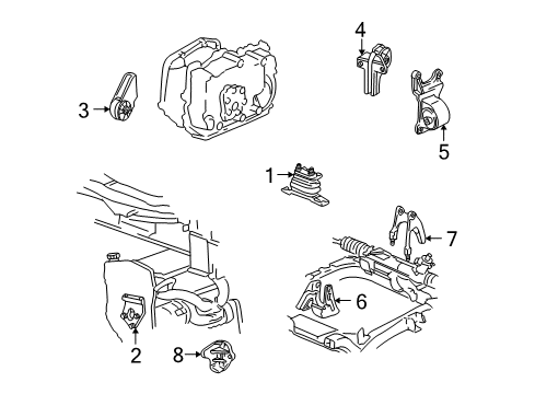 2000 Pontiac Grand Am Engine & Trans Mounting Adapter-Engine Mount Bracket Diagram for 22608899