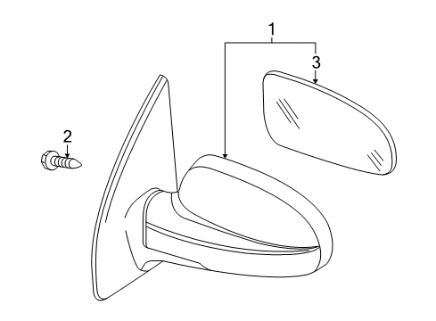 2011 Chevrolet Aveo5 Outside Mirrors Mirror Assembly Diagram for 96406187