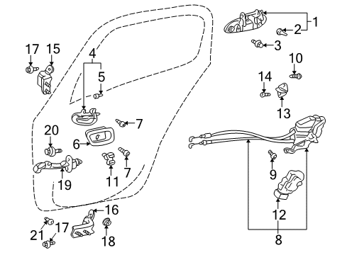 2003 Toyota Prius Rear Door Upper Hinge Diagram for 68750-AA010