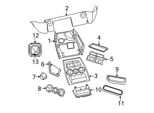 2006 Dodge Ram 1500 Front Console Console-Floor Console Diagram for 1BP561DHAB