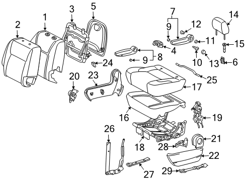 Diagram for 2008 Toyota Sienna Rear Seat Components 