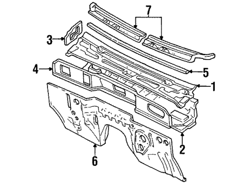 1991 Geo Tracker Cowl WEATHERSTRIP, Hood Panel Diagram for 30017521