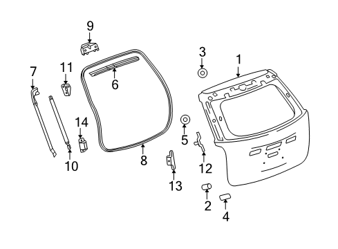 2016 Chevrolet Equinox Lift Gate Lift Cylinder Diagram for 84131447