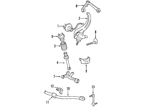 2002 Ford Thunderbird Front Suspension Components, Lower Control Arm, Upper Control Arm, Stabilizer Bar Knuckle Diagram for 4W4Z-3K185-BA