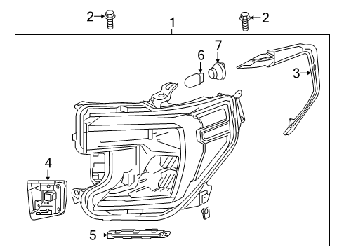 2021 GMC Sierra 1500 Bulbs Inner Bracket Diagram for 84556714