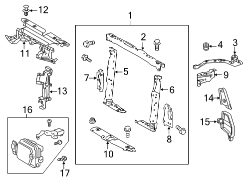 2018 Toyota RAV4 Radiator Support Air Guide Diagram for 16695-36081