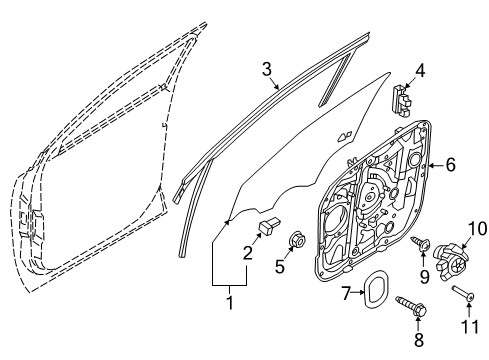 2020 Kia Sorento Front Door - Glass & Hardware Pad U Diagram for 82471C6200