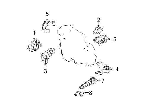 2009 Nissan Versa Engine & Trans Mounting Engine Mounting Stay, Right Diagram for 11237-EL20A