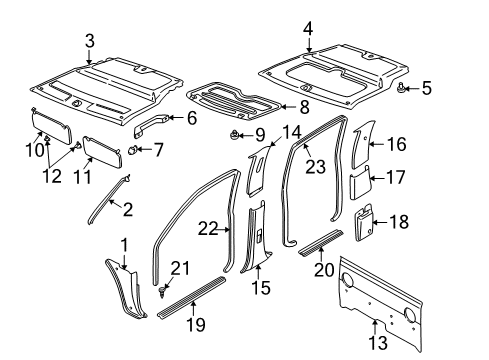 2004 Nissan Frontier Interior Trim - Cab Right Sun Visor Assembly Diagram for 96400-7Z803