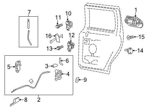 2009 Lincoln Navigator Rear Door - Lock & Hardware Handle, Outside Diagram for 9L7Z-7826605-AF