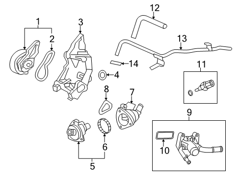 2012 Honda CR-V Powertrain Control Pump Complete, Water Diagram for 19200-R5A-A01