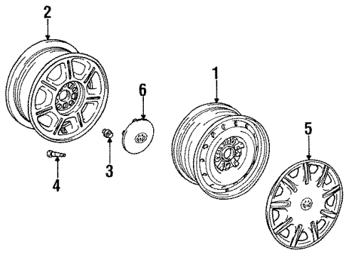 1995 Toyota Avalon Wheels, Covers & Trim Wheel Hub Ornament Sub-Assembly Diagram for 42603-AC010