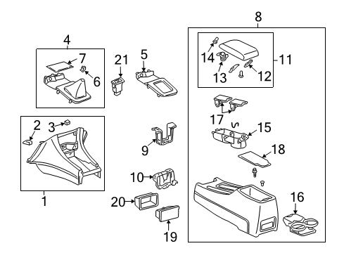 1999 Toyota Solara Center Console Cup Holder Diagram for 55630-AA010-B1
