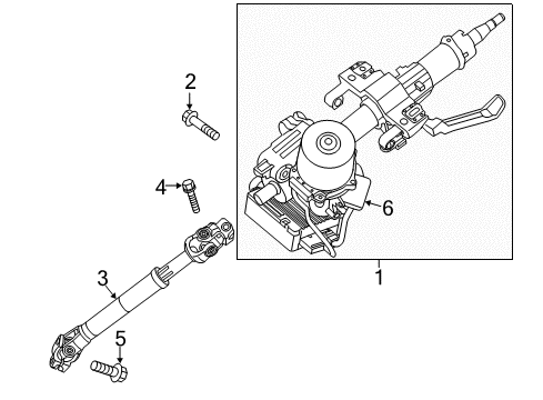2016 Kia Forte Koup Steering Column & Wheel, Steering Gear & Linkage Motor Assembly Diagram for 563303X500