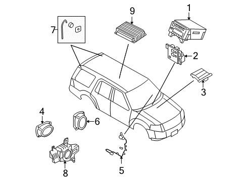 2008 Lincoln Navigator Sound System Tweeter Diagram for 7L7Z-18978-AAA