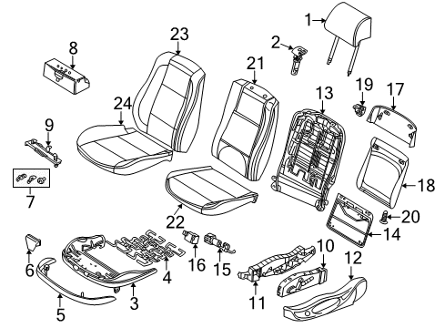 2000 BMW X5 Lumbar Control Seats Seat Upholstery Diagram for 52108099306