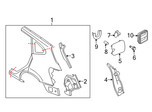 2010 Nissan Rogue Quarter Panel & Components Base-Rear Combination Lamp, RH Diagram for 78140-JM00A