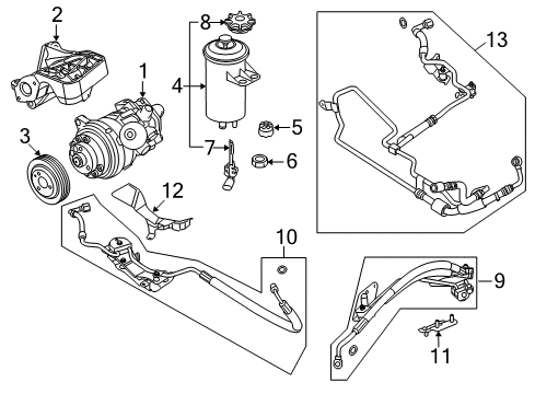 2013 BMW X5 Wiper & Washer Components Bracket, Power Steering Pump Diagram for 32427799862