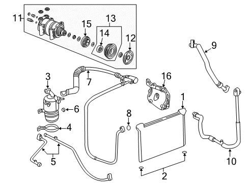 2001 Chevrolet Silverado 1500 HD A/C Condenser, Compressor & Lines Compressor Diagram for 19169352