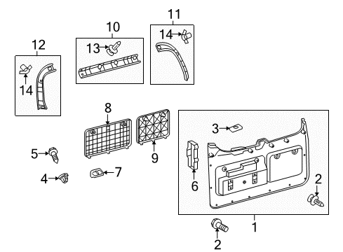 2022 Lexus GX460 Interior Trim - Back Door Gate Trim Panel Band Diagram for 64279-60021