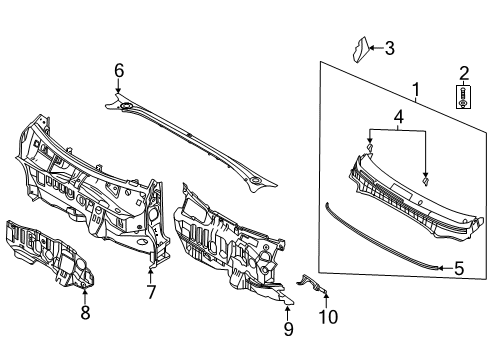 2022 Hyundai Venue Cowl W/STRIP-Hood Diagram for 86431-K2000