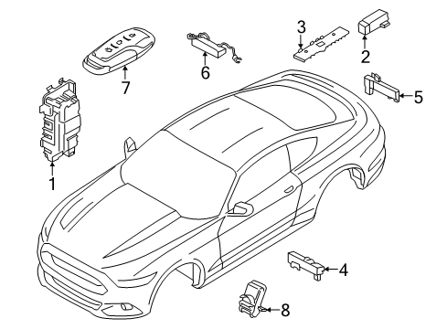 2021 Ford Mustang Keyless Entry Components Sensor Diagram for FR3Z-15K609-B