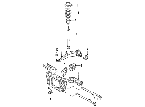 2004 Ford Escape Rear Suspension Rear Crossmember Bracket Diagram for YL8Z-4K205-AA