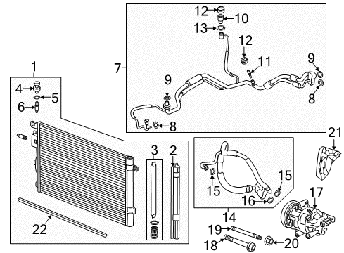 2022 Chevrolet Equinox A/C Condenser, Compressor & Lines Evaporator Tube Diagram for 84898793