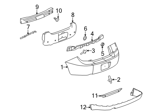 2009 Pontiac G5 Rear Bumper Lower Extension Diagram for 19120696