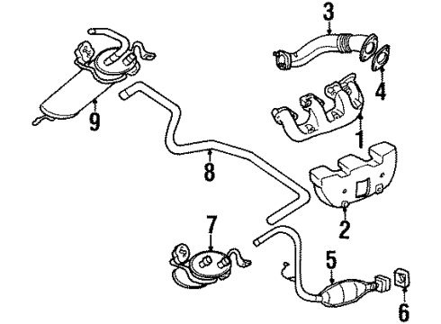 1996 Dodge Grand Caravan Exhaust Manifold Right Exhaust Manifold Diagram for 4621662