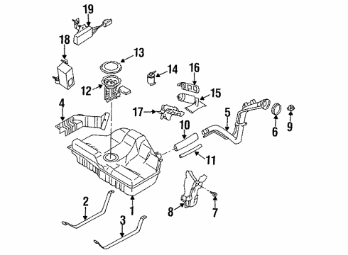 1997 Nissan Maxima Fuel System Components Tube Assy-Filler Diagram for 17221-40U02