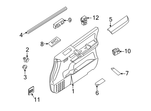 2010 Nissan Armada Power Seats Front Door Armrest, Right Diagram for 80940-ZQ00A