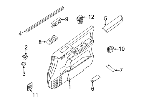 2010 Nissan Armada Power Seats Escutcheon-Front Door Inside Handle, RH Diagram for 80682-ZQ00A