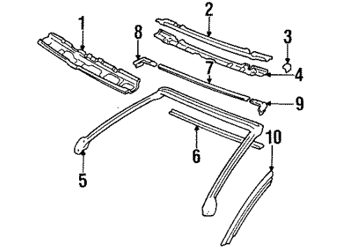1995 Toyota Celica Windshield Header & Components Drip Molding Diagram for 75552-20510