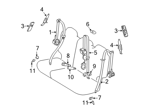 2004 Lexus GX470 Seat Belt Plate Sub-Assy, Rear Shoulder Belt Anchor, LH Diagram for 73034-60010-A1