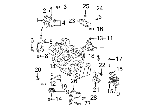 2001 Buick LeSabre Engine & Trans Mounting Rear Mount Diagram for 25723646