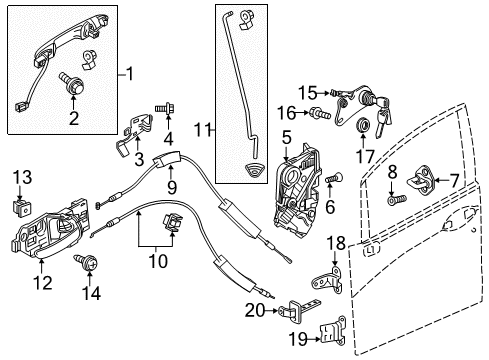 2015 Honda Fit Front Door - Lock & Hardware Rod Set, L. FR. Door Latch Diagram for 72153-T5A-305