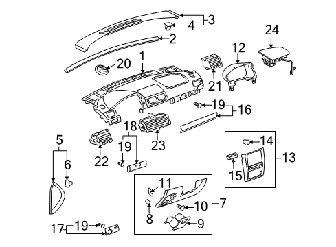 2005 Chevrolet Cobalt Cluster & Switches, Instrument Panel Plate Asm-Instrument Panel Trim *Satin Nickell Diagram for 15947744