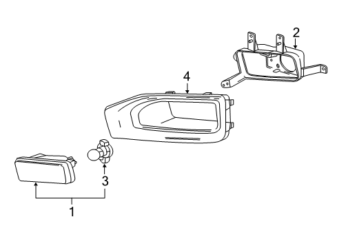 2015 GMC Yukon XL Bulbs Fog Lamp Assembly Bracket Diagram for 22936482