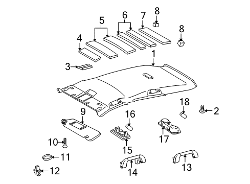 2013 Toyota Venza Interior Trim - Roof Sunvisor Holder Diagram for 74348-33040-A0