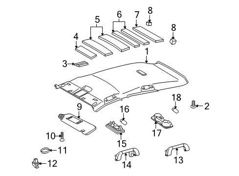 2013 Toyota Venza Interior Trim - Roof Headliner Spacer Diagram for 66413-0T010