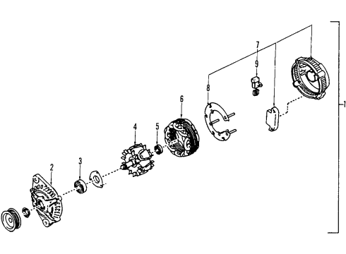 2000 Infiniti G20 Alternator Cover Assy-Rear Diagram for 23127-6J111