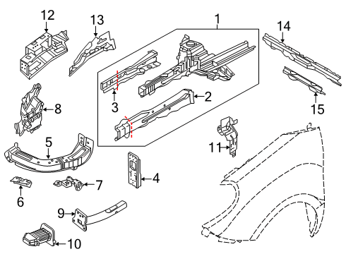 2017 Ram ProMaster City Structural Components & Rails Rail-Frame Side Diagram for 68243840AA