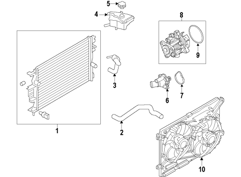 2015 Ford Fusion Cooling System, Radiator, Water Pump, Cooling Fan Fan Assembly Diagram for DG9Z-8C607-J