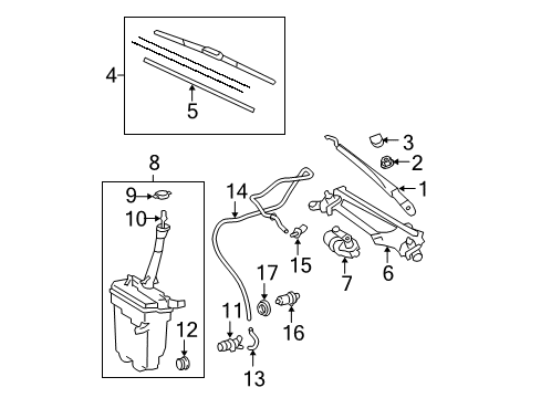 2009 Toyota Corolla Wiper & Washer Components Wiper Arm Diagram for 85221-12500