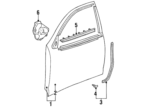 1996 Toyota Avalon Front Door Door Weatherstrip Diagram for 67862-AC010