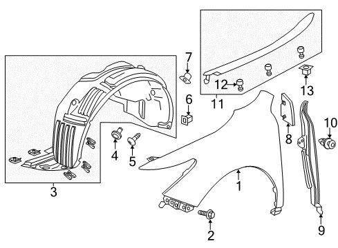 2015 Acura MDX Fender & Components Feeder, Right Front (Inner) Diagram for 74101-TZ5-A10