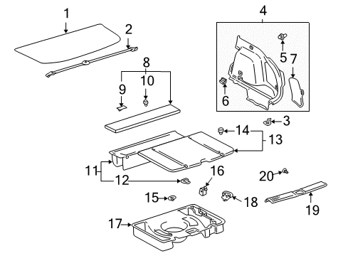 2007 Toyota Matrix Interior Trim - Rear Body Side Trim Panel Diagram for 64730-02032-B0