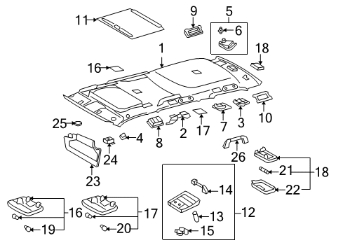 2022 Toyota Sequoia Interior Trim - Roof Sunvisor Cover Diagram for 74317-0C020-E0