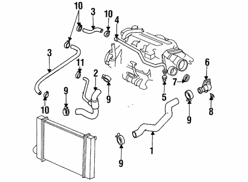1998 Buick Skylark Radiator Hoses Radiator SURGE TANK Inlet Hose Diagram for 22572193